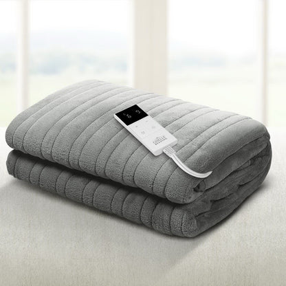 Heated Electric Throw Rug Fleece Sunggle Blanket Washable Silver - Home & Garden > Bedding > Blankets & Throws