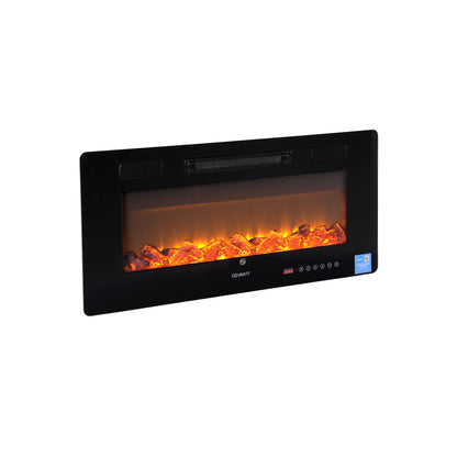 Electric Fireplace Fire Heater Wall Mounted Insert 3D Flame 1800W Remote Control