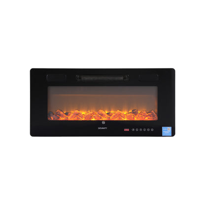 Electric Fireplace Fire Heater Wall Mounted Insert 3D Flame 1800W Remote Control