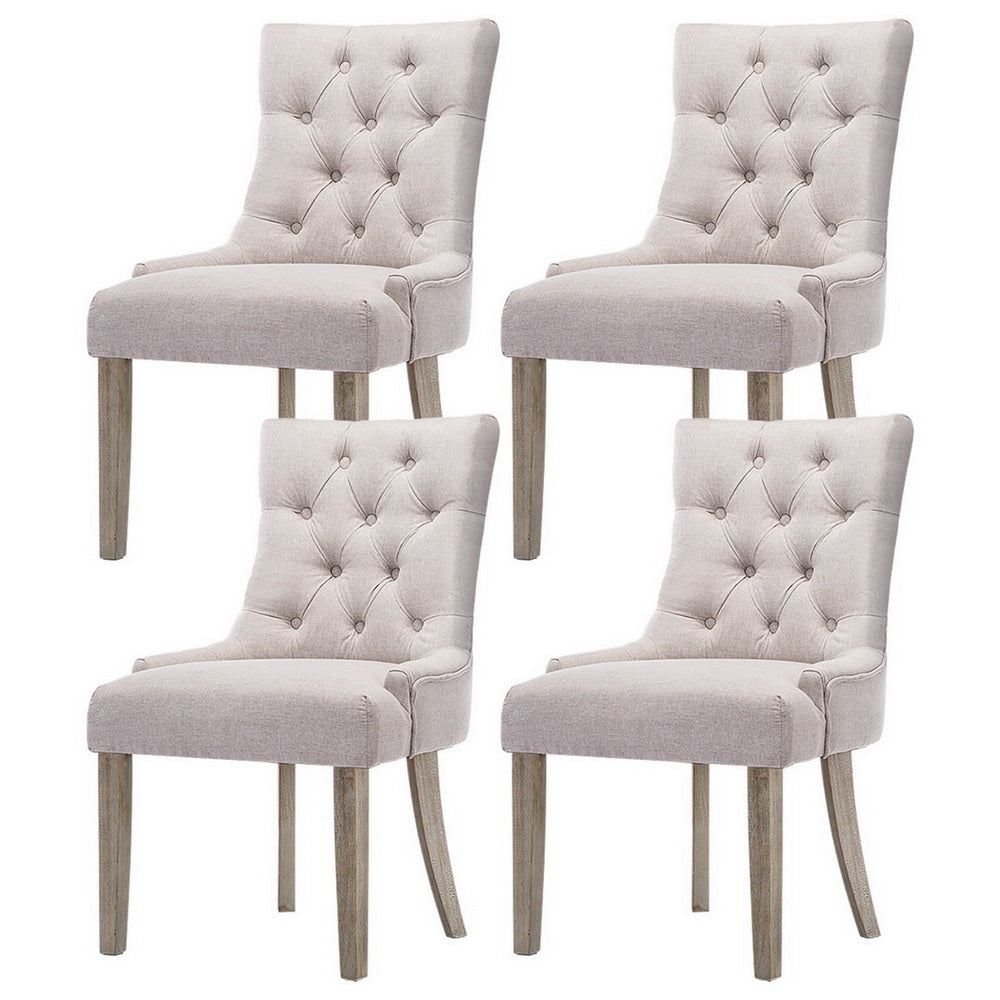 Artiss Dining Chairs Set of 4 Linen French Provincial Beige - Furniture > Dining > Kitchen & Dining Chairs
