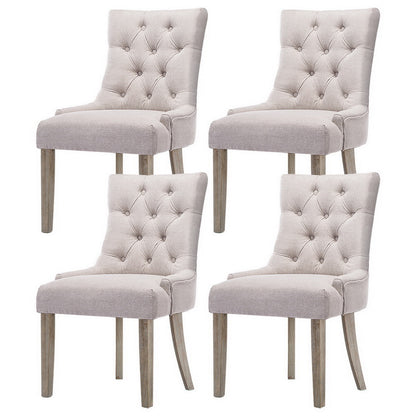 Artiss Dining Chairs Set of 4 Linen French Provincial Beige - Furniture > Dining > Kitchen & Dining Chairs