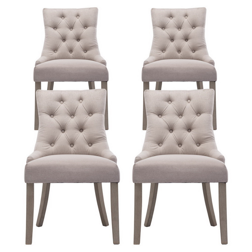 Artiss Dining Chairs Set of 4 Linen French Provincial Beige - Furniture > Dining > Kitchen & Dining Chairs
