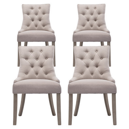 Artiss Dining Chairs Set of 4 Linen French Provincial Beige - Furniture > Dining > Kitchen & Dining Chairs