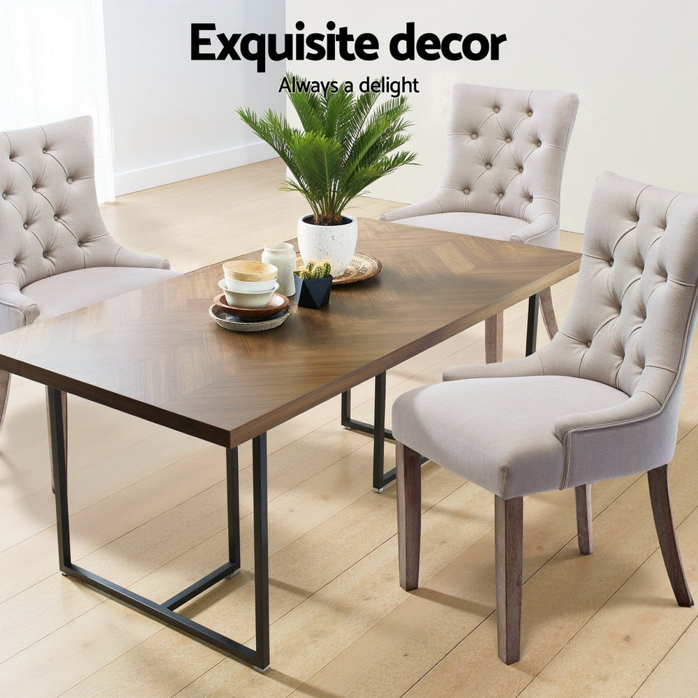Artiss Dining Chairs Set of 4 Linen French Provincial Beige - Furniture > Dining > Kitchen & Dining Chairs