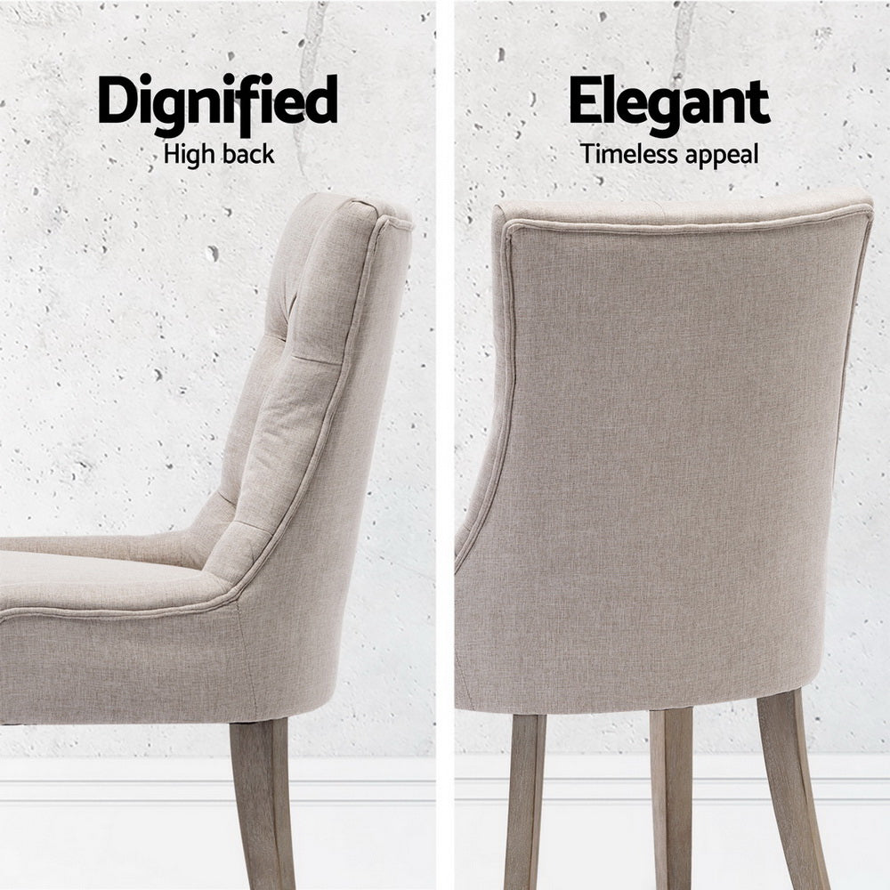 Artiss Dining Chairs Set of 4 Linen French Provincial Beige - Furniture > Dining > Kitchen & Dining Chairs