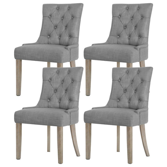 Artiss Dining Chairs Set of 4 Linen French Provincial Grey Furniture > Dining > Kitchen & Dining Chairs