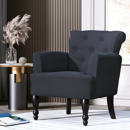 Armchair Wingback Charcoal Lothair - Furniture > Bar Stools & Chairs Arm Recliners