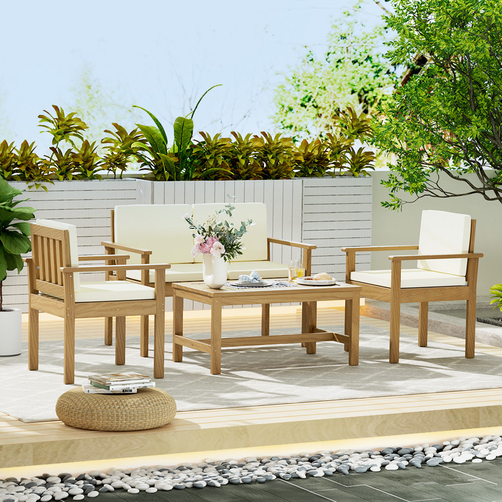 Gardeon 4-Piece Outdoor Sofa Set Wooden Couch Lounge Setting - Furniture > Outdoor > Outdoor Sofas & Lounge Sets