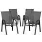 Gardeon 4PC Outdoor Dining Chairs Stackable Lounge Chair Patio Furniture Grey