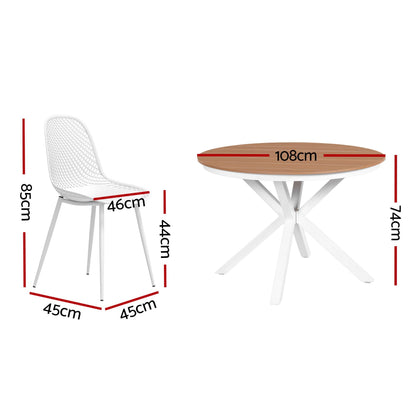 Gardeon 5PCS Outdoor Dining Set Table and Chairs Patio Garden Furniture Lattice