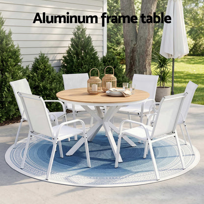 Gardeon 7PCS Outdoor Dining Set Table and Chairs Patio Garden Furniture Steel