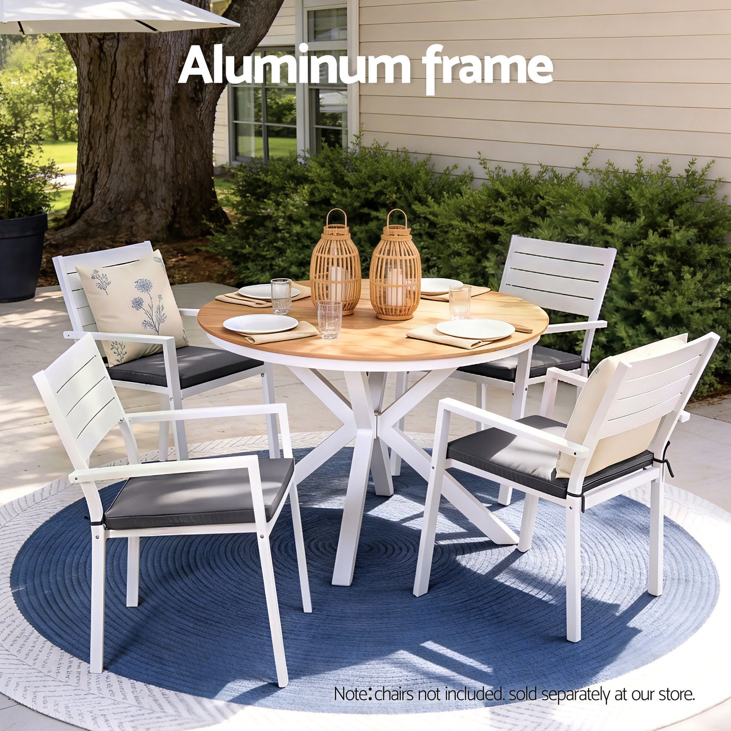 Gardeon Outdoor Dining Table 108CM Aluminum Frame WPC Top Desk Patio Furniture