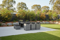 Mixed Grey 11-piece wicker outdoor dining setting - grey - Table: 164cm x 103cm x 74cm; Chair: 50cm x 49cm x 68cm; Ottoman: 44cm x
