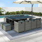 Gardeon Outdoor Dining Set 13 Piece Wicker Table Chairs Setting Grey - Furniture > Outdoor > Outdoor Chairs