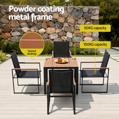 Gardeon 5PCS Outdoor Dining Set Table and Chairs Patio Garden Furniture Bistro Set