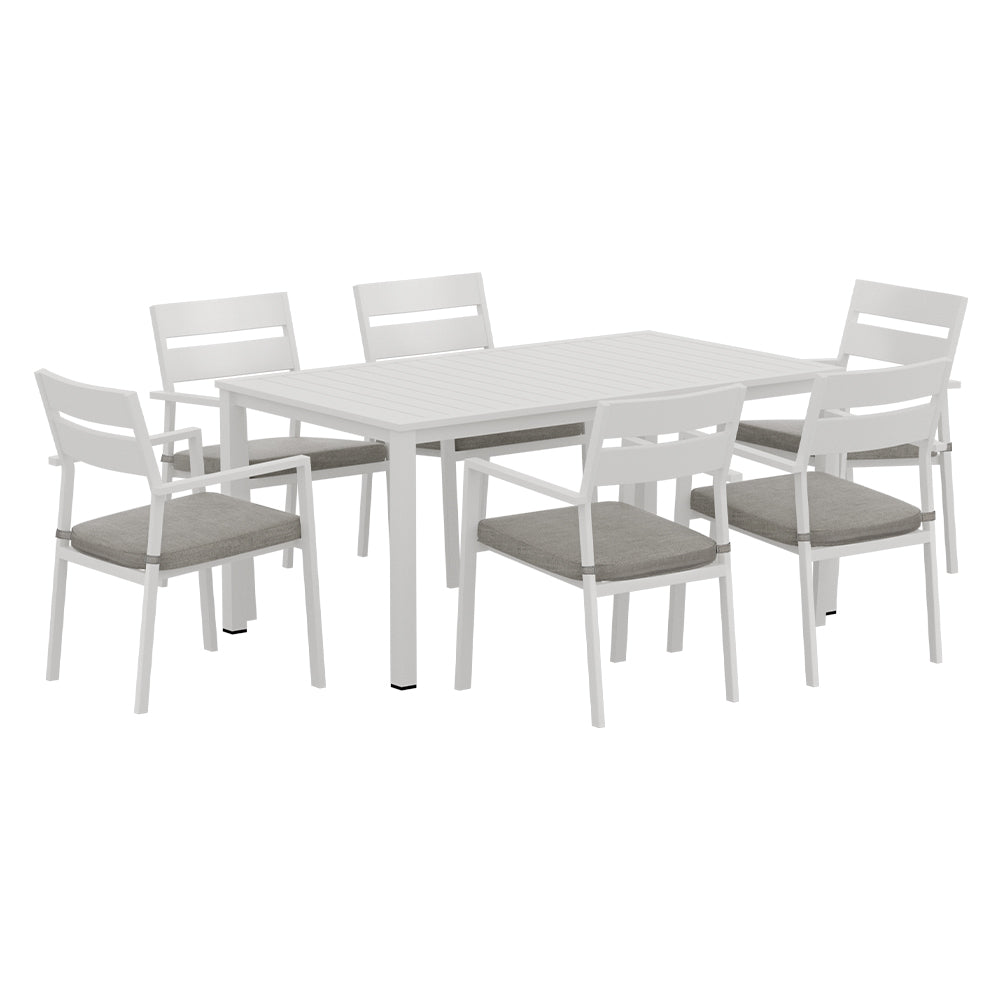 Gardeon Outdoor Dining Set 7 Piece Aluminum Table Chairs Setting White - Furniture > Outdoor > Outdoor Dining Sets