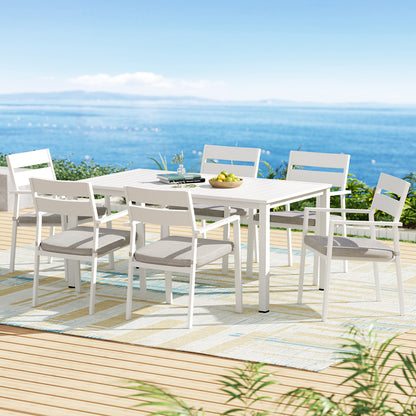 Gardeon Outdoor Dining Set 7 Piece Aluminum Table Chairs Setting White - Furniture > Outdoor > Outdoor Dining Sets