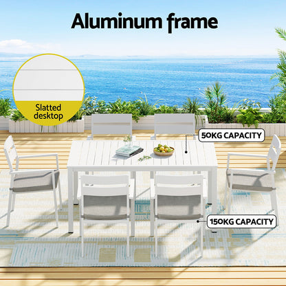 Gardeon Outdoor Dining Set 7 Piece Aluminum Table Chairs Setting White - Furniture > Outdoor > Outdoor Dining Sets