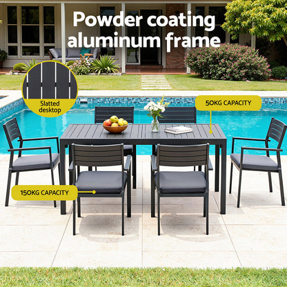 Gardeon Outdoor Dining Set 9PCS Aluminum Extendable Table Chairs Patio Furniture
