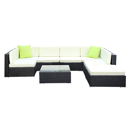 Gardeon 8-Piece Outdoor Sofa Set Wicker Couch Lounge Setting Cover - Furniture > Outdoor > Outdoor Sofas & Lounge Sets