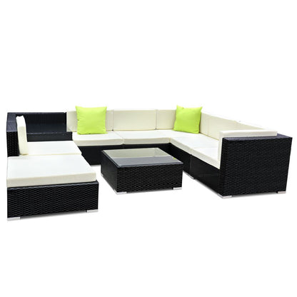 Gardeon 9-Piece Outdoor Sofa Set Wicker Couch Lounge Setting 7 Seater - Furniture > Outdoor > Outdoor Sofas & Lounge