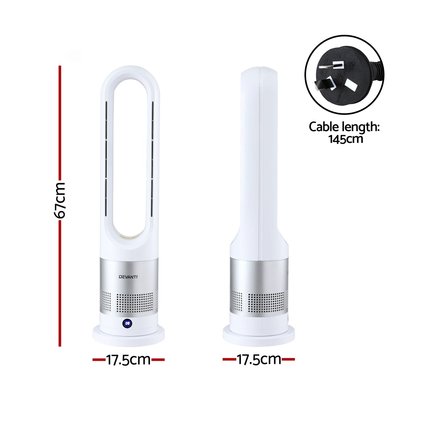 Bladeless Tower Fan Heater and Cooler 2in1 Portable Oscillation Fan for Bedroom Room Office Use White