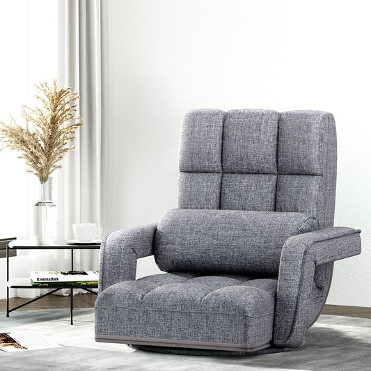 Artiss Floor Lounge Sofa Bed Swivel Grey - Furniture > Sofas > Sofas & Sofa Beds