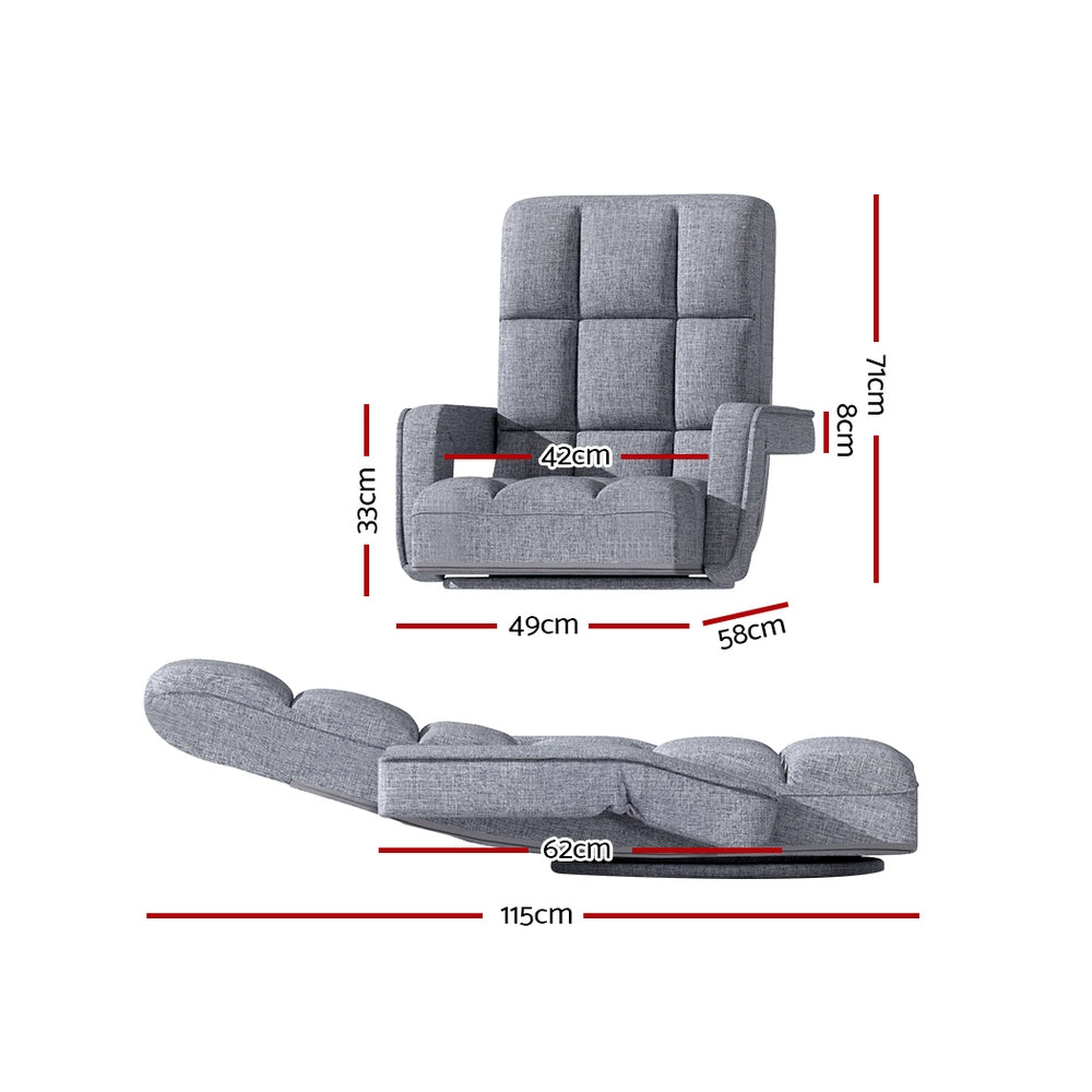 Artiss Floor Lounge Sofa Bed Swivel Grey - Furniture > Sofas > Sofas & Sofa Beds