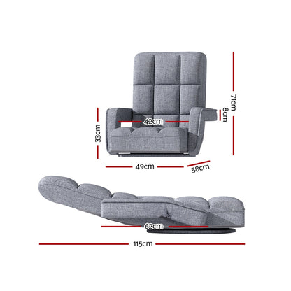 Artiss Floor Lounge Sofa Bed Swivel Grey - Furniture > Sofas > Sofas & Sofa Beds