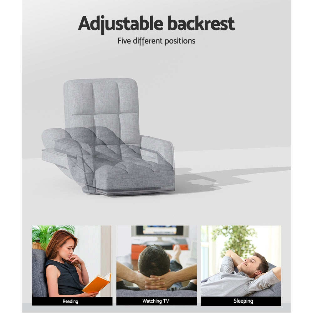 Artiss Floor Lounge Sofa Bed Swivel Grey - Furniture > Sofas > Sofas & Sofa Beds