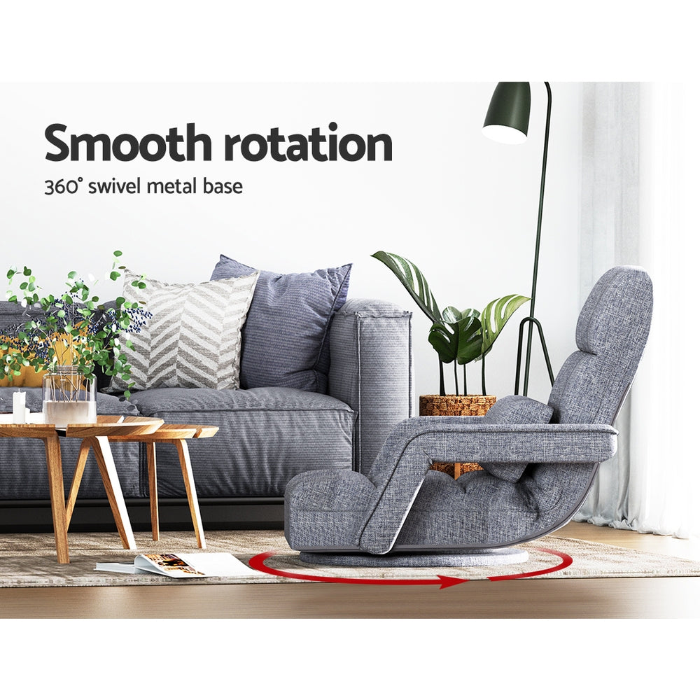 Artiss Floor Lounge Sofa Bed Swivel Grey - Furniture > Sofas > Sofas & Sofa Beds