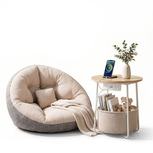 Floor Lounge and Coffee Table w/ Charging Station Set