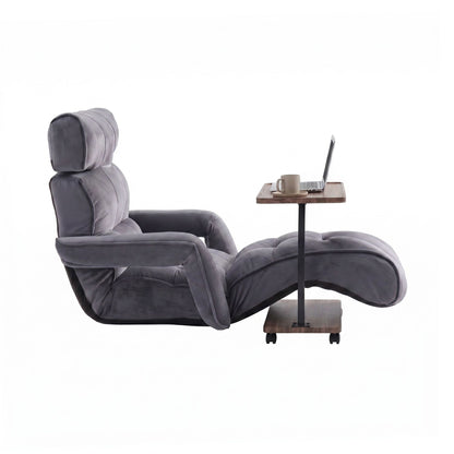 Floor Lounge & Coffee Table Set, Adjustable Recliner End Table w/ Wheels