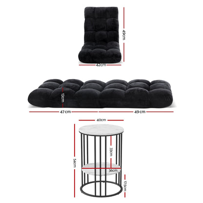 Sofa Bed Floor Lounge Recliner Foldable Chair & Side Table Bundle