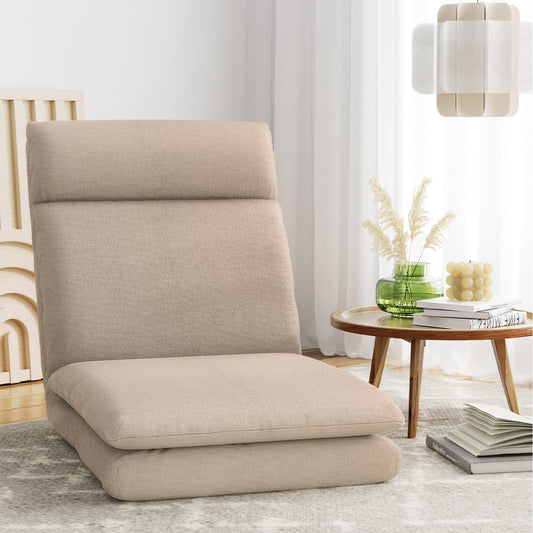 Artiss Floor Chair Sofa 1 Seater Linen Beige - Furniture > Sofas > Sofas & Sofa Beds