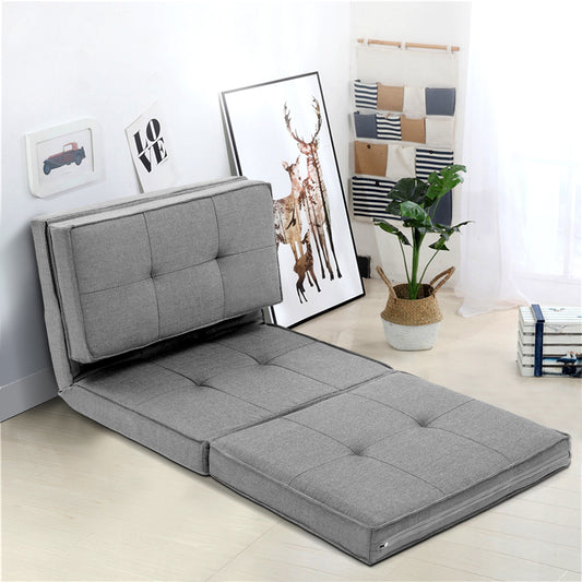Artiss Floor Lounge Single Sofa Bed Grey Fabric - Furniture > Sofas > Sofas & Sofa Beds