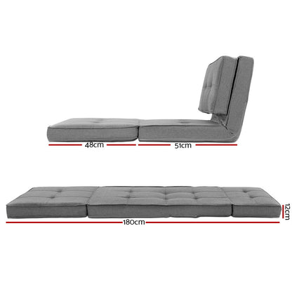 Artiss Floor Lounge Single Sofa Bed Grey Fabric - Furniture > Sofas > Sofas & Sofa Beds