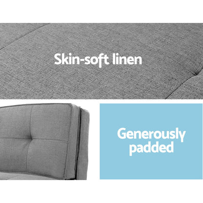 Artiss Floor Lounge Single Sofa Bed Grey Fabric - Furniture > Sofas > Sofas & Sofa Beds