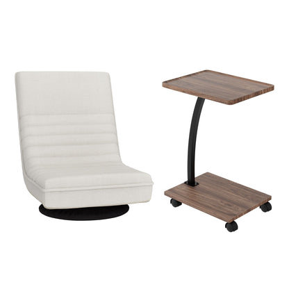 Floor Lounge 360° Swivel Foldable Sofa Chair and Side Table with Castors Set