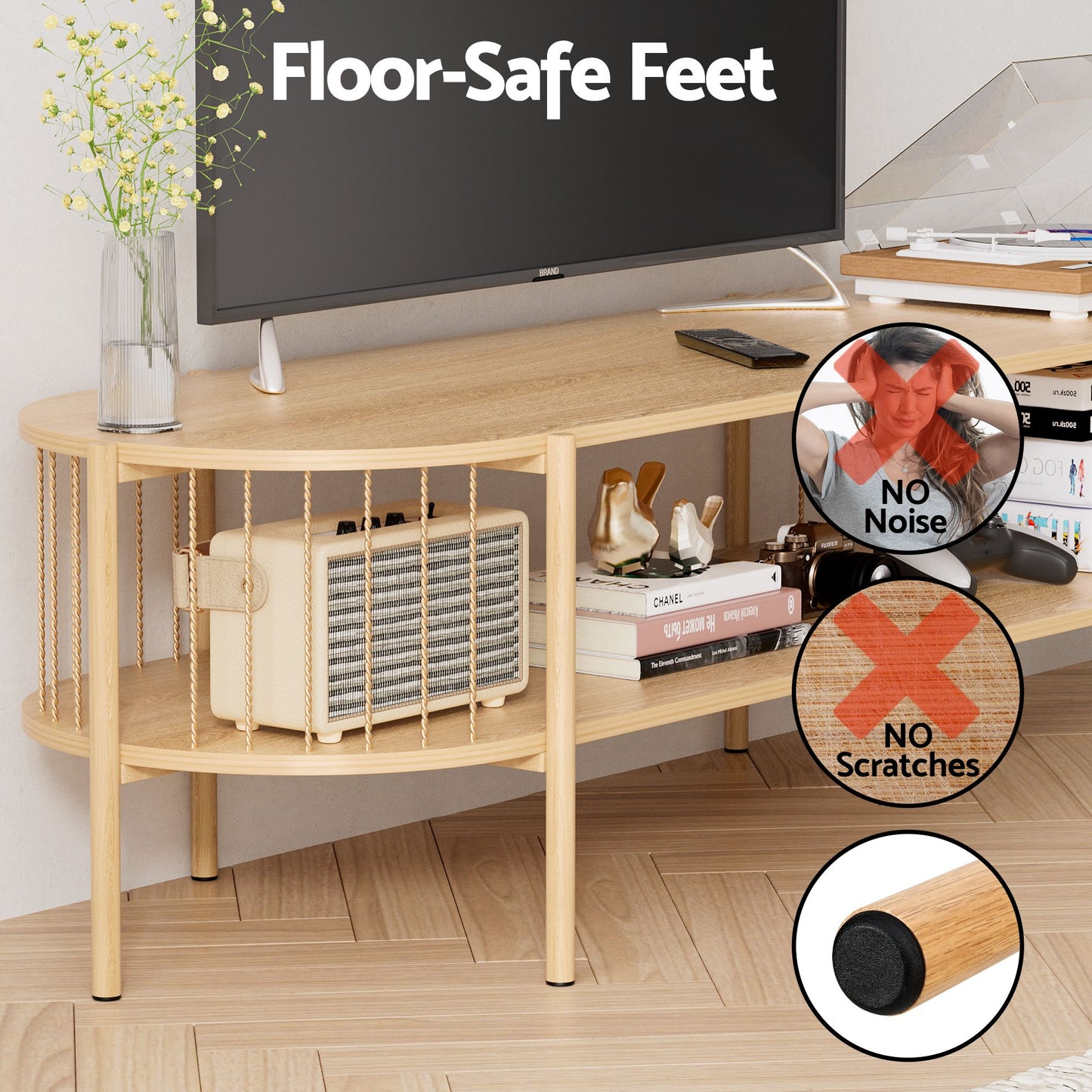 Swivel Floor Chair & TV Entertainment Unit with Storage Shelf Set