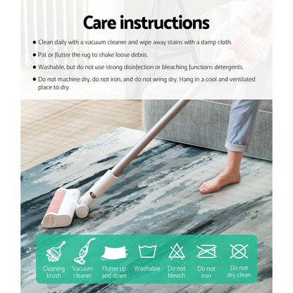 Rug 200x290cm Area Rug Washable Mat Large Carpet Soft Short Pile Poca - Home & Garden > Rugs > Floor Rugs