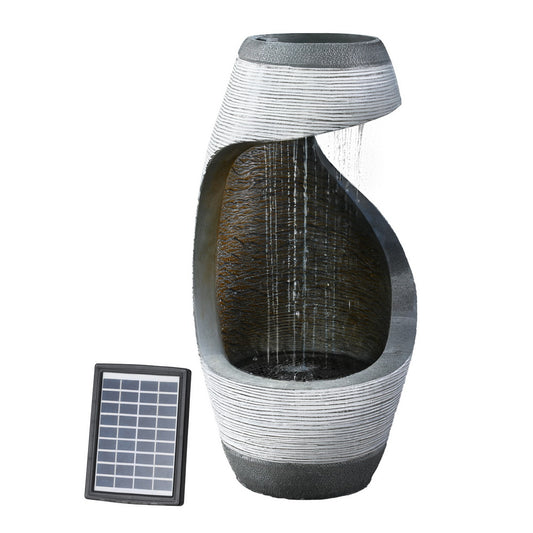Gardeon Solar Fountain Water Feature Bird Bath Outdoor Garden Cascade 48CM Grey - Home & Garden > Fountains > Fountains