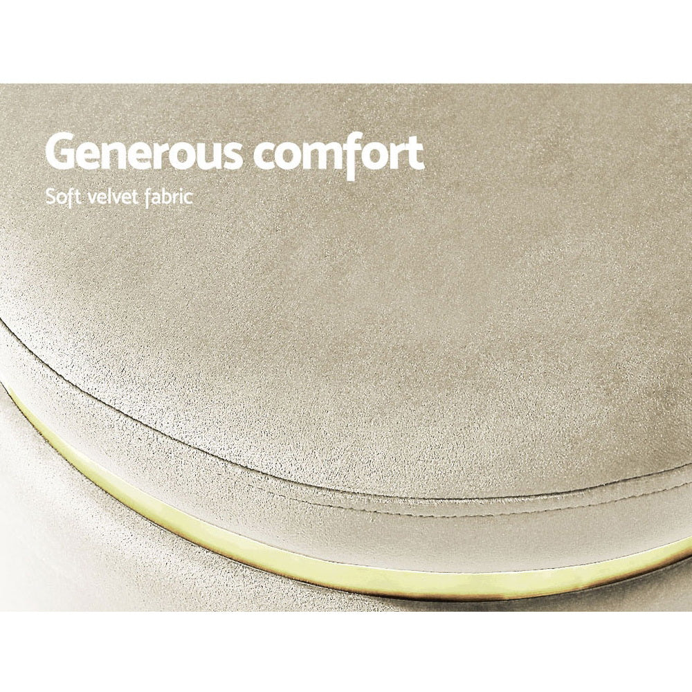 Artiss Ottoman Foot Stool Round Velvet Cream - Furniture > Living Room > Ottomans & Footstools