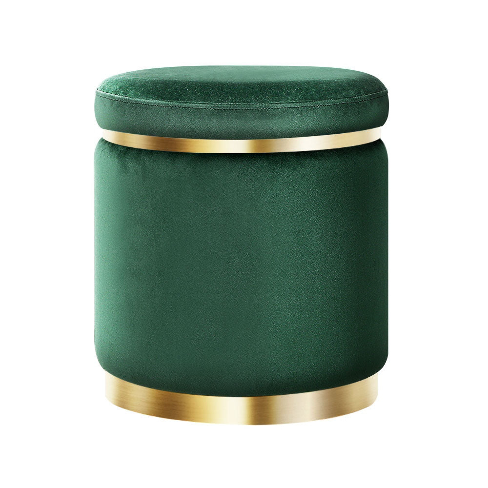 Artiss Ottoman Foot Stool Round Velvet Green - Furniture > Living Room > Ottomans & Footstools