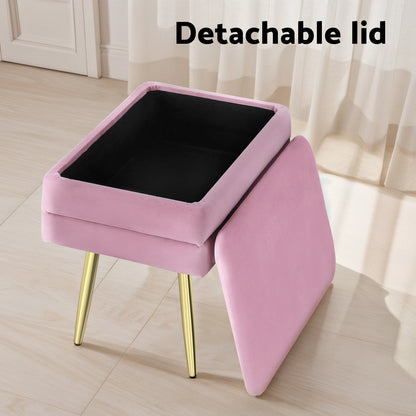 Ottoman Storage Foot Stool Vanity Velvet Pink