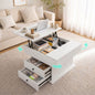 Artiss Lift Top Coffee Table Centre Table with Rotating Top Hidden Storage White