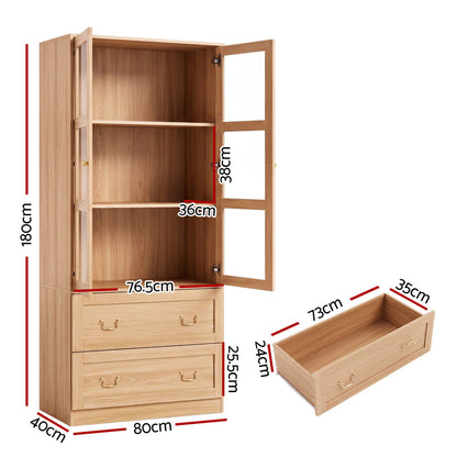 Buffet Sideboard Cabinet 180cm Hutch Storage Kitchen Drawer Door Wood