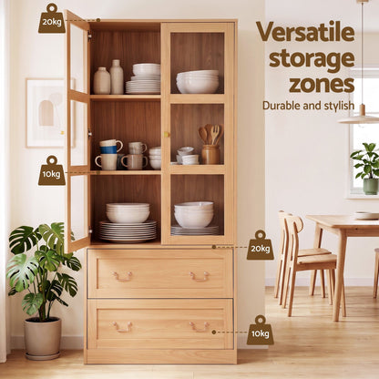 Buffet Sideboard Cabinets X2 180cm Hutch Storage Kitchen Drawer Door Wood