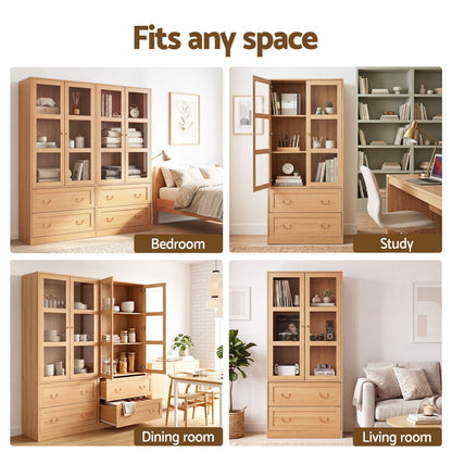 Buffet Sideboard Cabinets X2 180cm Hutch Storage Kitchen Drawer Door Wood