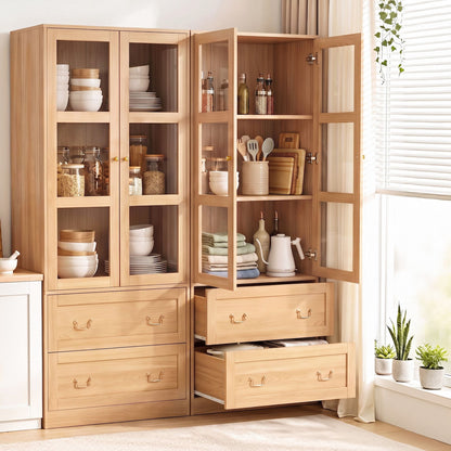 Buffet Sideboard Cabinets X2 180cm Hutch Storage Kitchen Drawer Door Wood